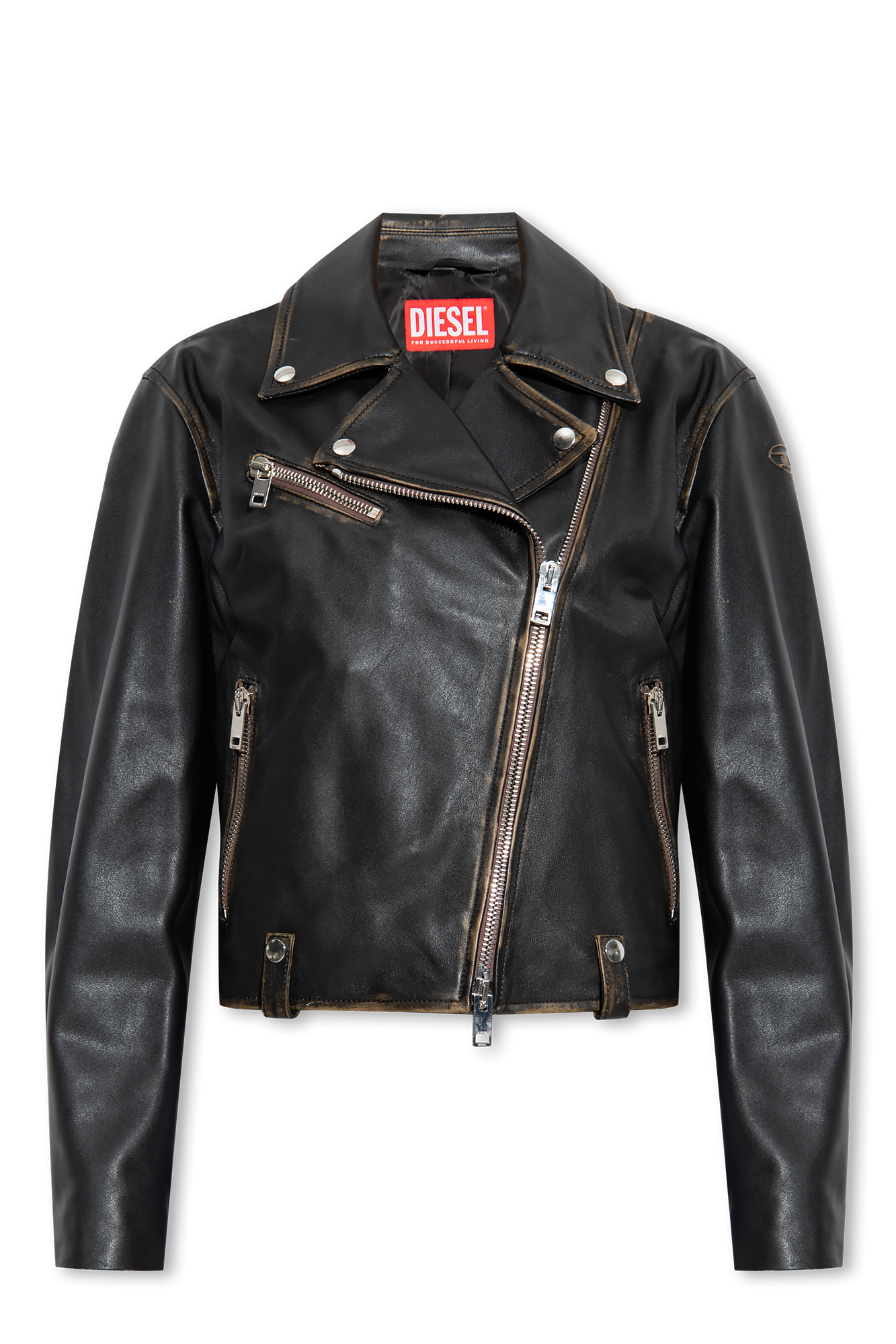 Diesel black leather 2025 biker jacket